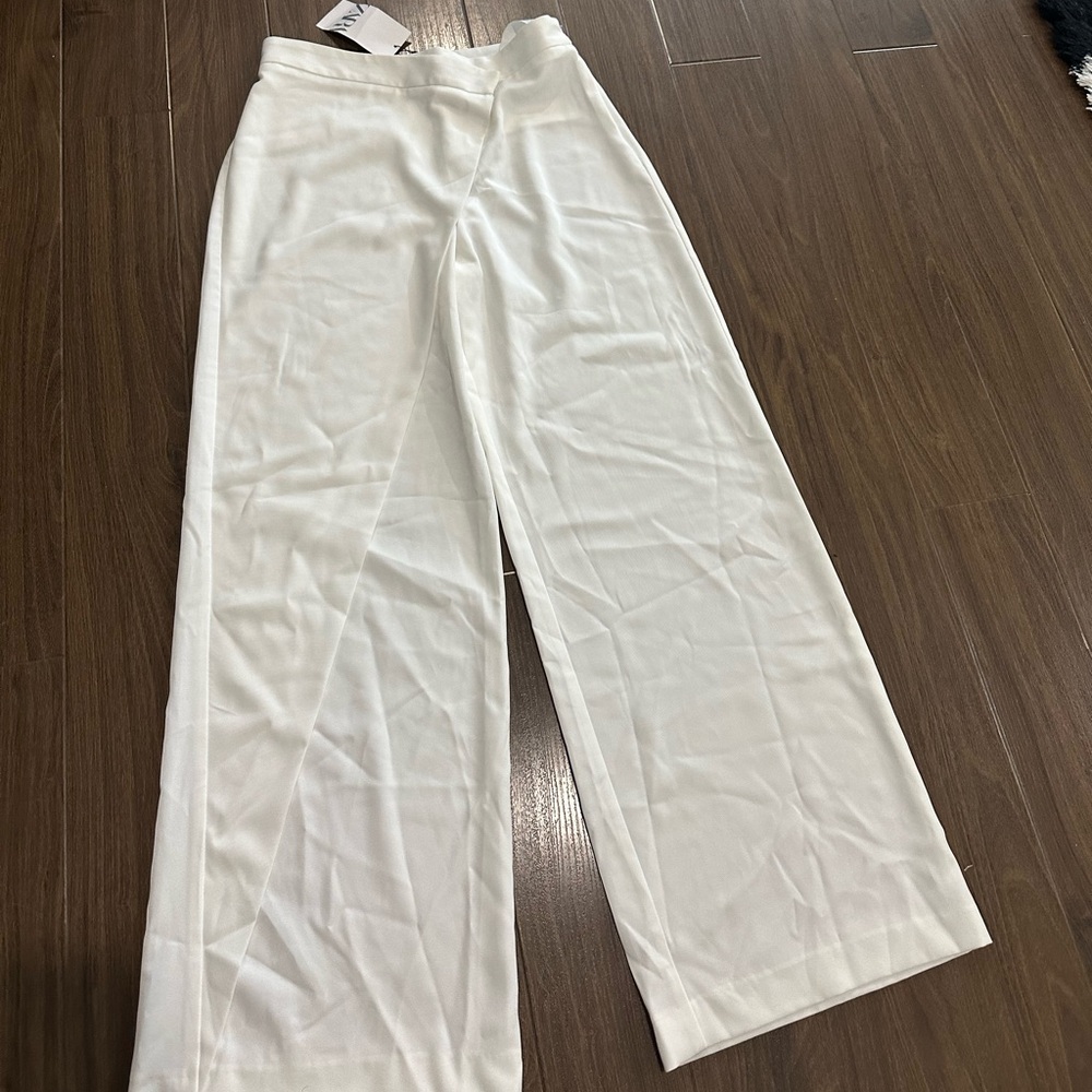 Zara White Wide-Leg Pants - Picture 2 of 5